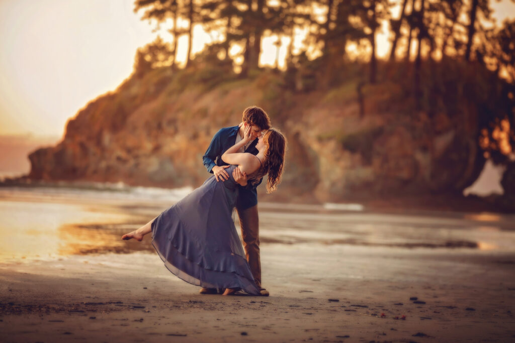 romantic couple portraits Port Angeles, Washington